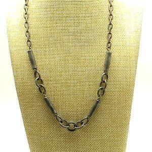 Soho Design Gunmetal Chain Cylinder Necklace 19"